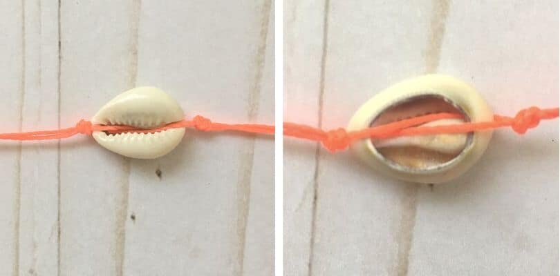 secure shell in place for beach bracelet