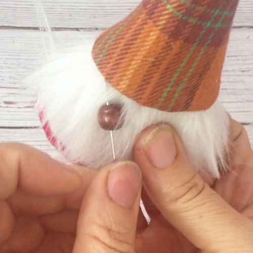 sew on bead for gnome nose
